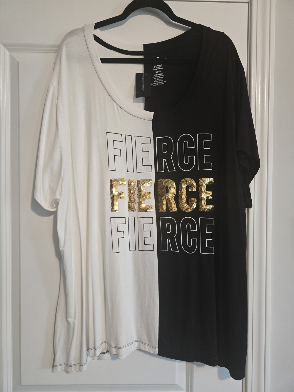 Ashley Stewart Black Care-Label Graphic Top